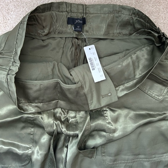 J. Crew Frosty Olive Satin Cargo Pants - Picture 4 of 7